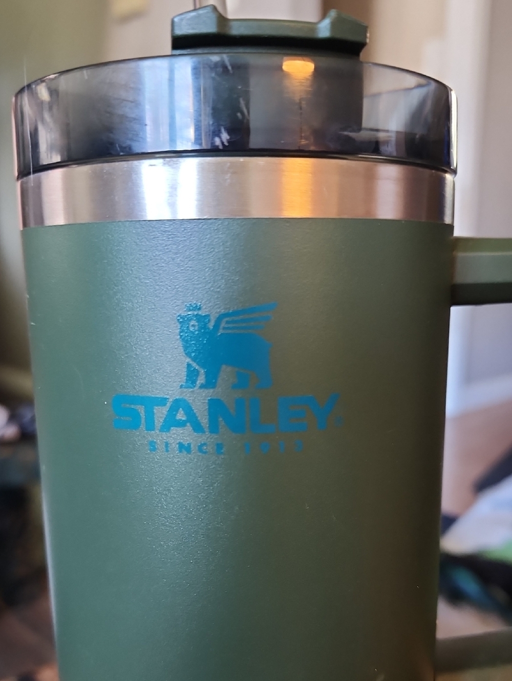 Stanley Olive Green Insulated Tumbler with Handle and Straw - Picture 3 of 6
